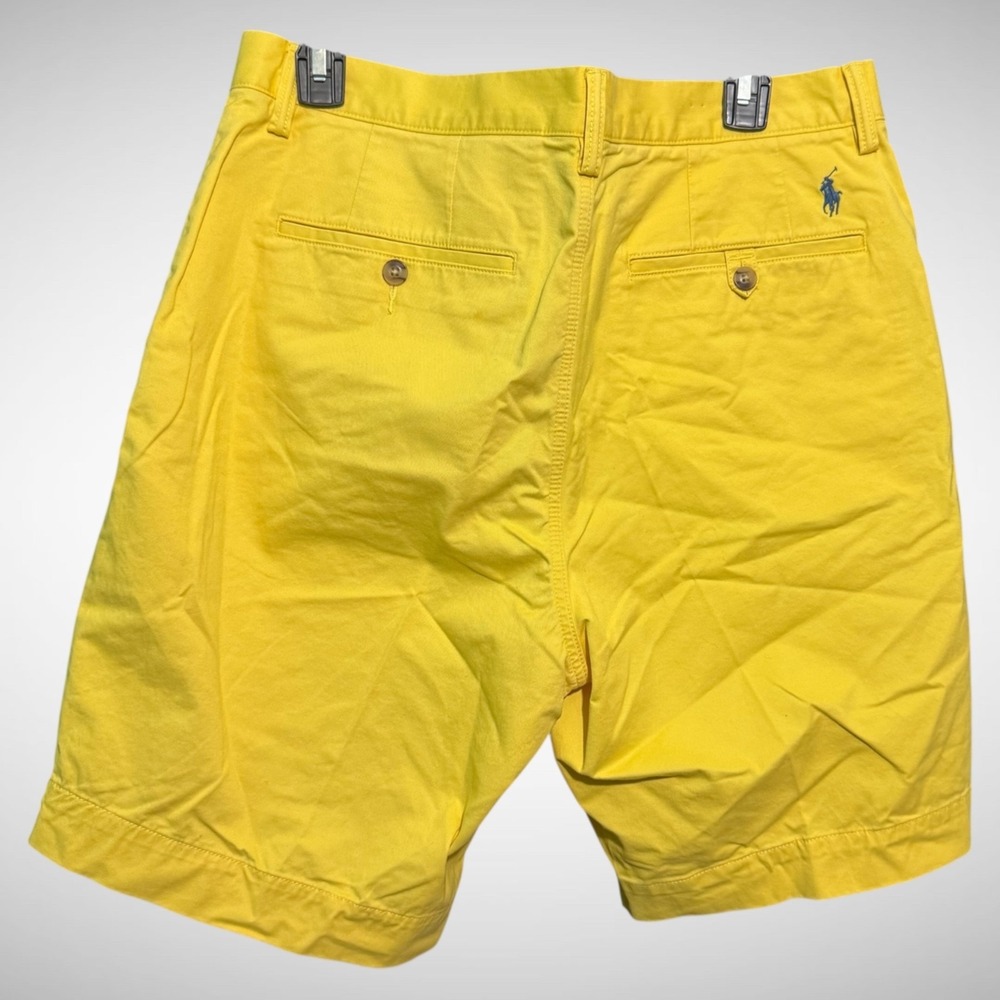 Polo Ralph Lauren Chino Shorts Mens 34 Classic 9Inch Cotton Twill Solid Yellow - Picture 2 of 8